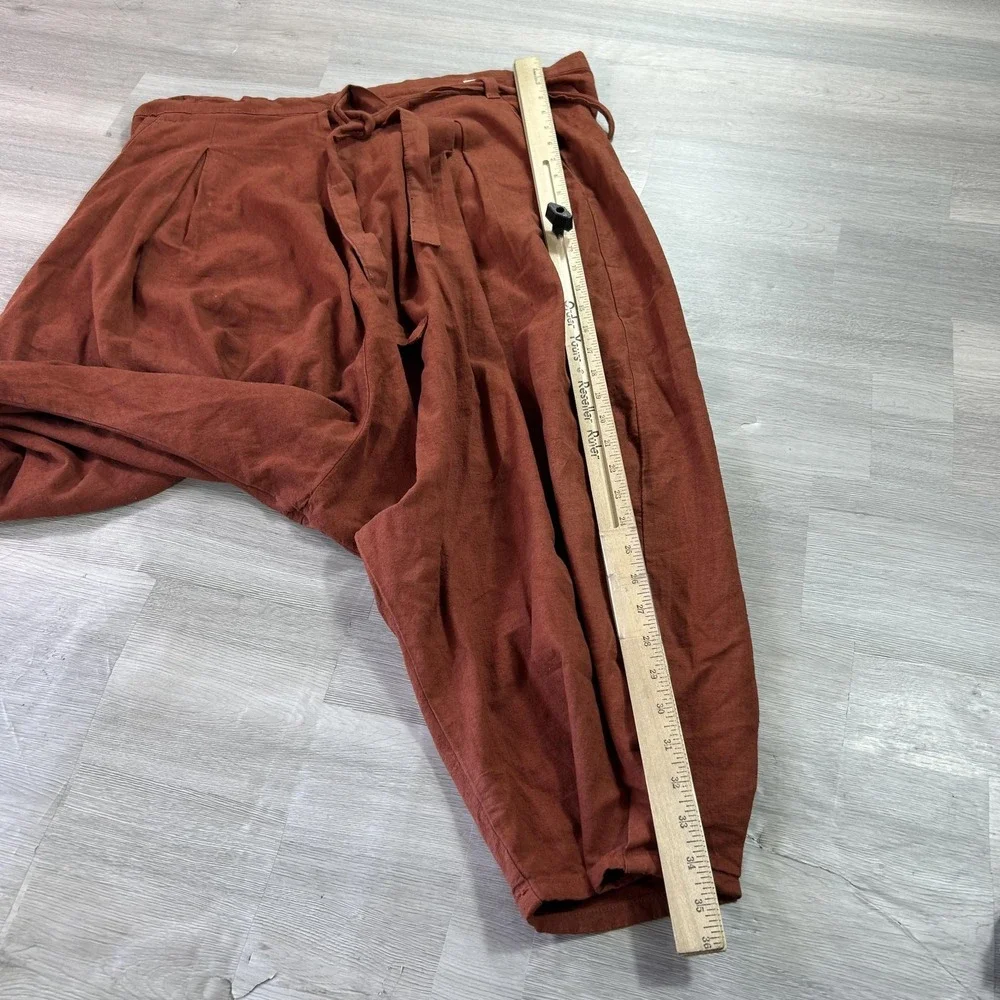 Prospective Flow Momohiki Pants Mens Meidum Brown Hemp Cotton Belted Relaxed Fit